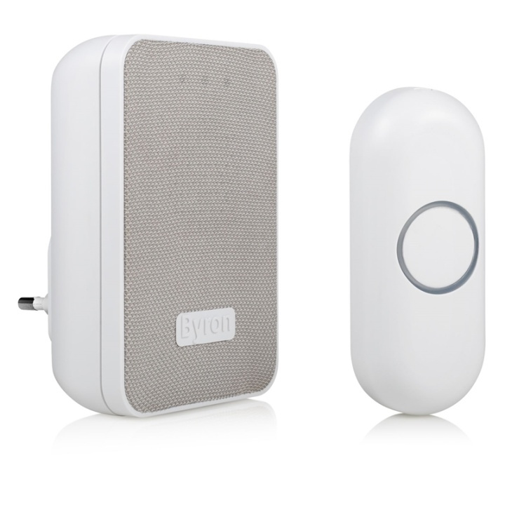 Byron Trådlös dörrklocka med tygfront Plug-in 230V in de groep HUISHOUDEN & TUIN / Alarm & Beveiliging / Deurbellen bij TP E-commerce Nordic AB (A08363)