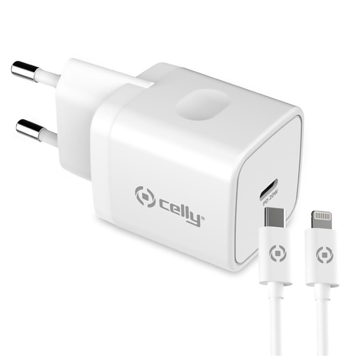 Celly USB-laddare USB-C PD 20W + Lig in de groep COMPUTERS & RANDAPPARATUUR / Computerkabels / USB / USB-C bij TP E-commerce Nordic AB (A08373)