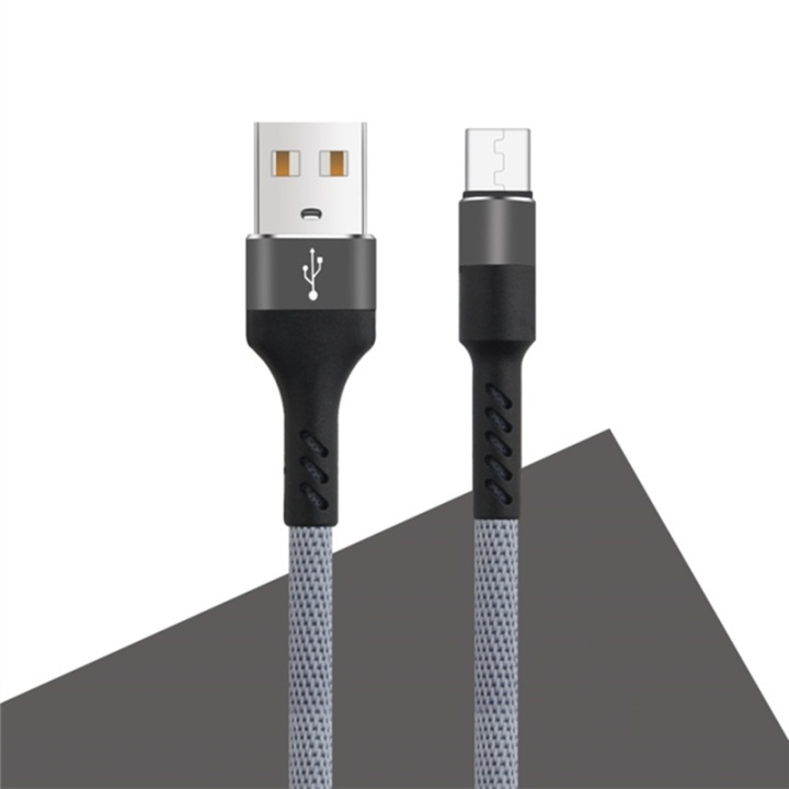 MXUC-01 microUSB-Kabel (2A) Fast Charge, Grå in de groep SMARTPHONE & TABLETS / Opladers & Kabels / Kabels / Kabels microUSB bij TP E-commerce Nordic AB (A08727)
