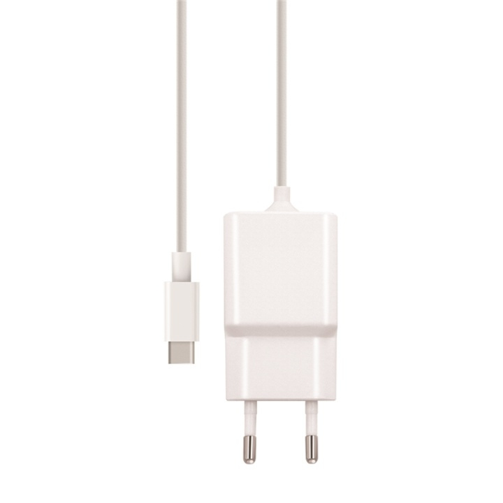 MXTC-03 Väggladdare Fast Charge (2,1A), Inbyggd kabel, Vit in de groep SMARTPHONE & TABLETS / Opladers & Kabels / Wandoplader / Wandoplader Type C bij TP E-commerce Nordic AB (A08739)