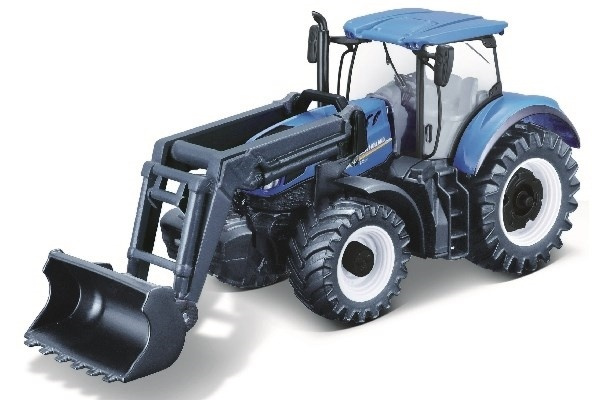 Tractor w/front loader N.H. T7.615 10cm blue in de groep SPEELGOED, KINDER- & BABYPRODUCTEN / Speelgoed / Speelgoedauto\'s bij TP E-commerce Nordic AB (A09239)