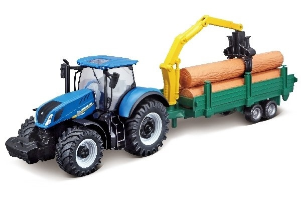 Tractor w/tree frowarder N.H. T7.615 10cm blue in de groep SPEELGOED, KINDER- & BABYPRODUCTEN / Speelgoed / Speelgoedauto\'s bij TP E-commerce Nordic AB (A09243)