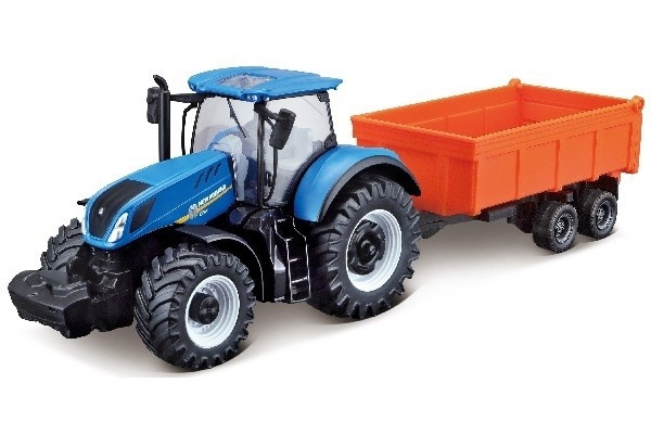 Tractor w/tipping trailer N.H T7.615 10cm Blå in de groep SPEELGOED, KINDER- & BABYPRODUCTEN / Speelgoed / Speelgoedauto\'s bij TP E-commerce Nordic AB (A09246)