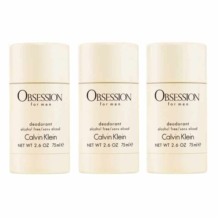 3-pack Calvin Klein Obsession For Men Deostick 75ml in de groep BEAUTY & HEALTH / Geuren & Parfum / Deodorant / Deodorant voor vrouwen bij TP E-commerce Nordic AB (A10567)