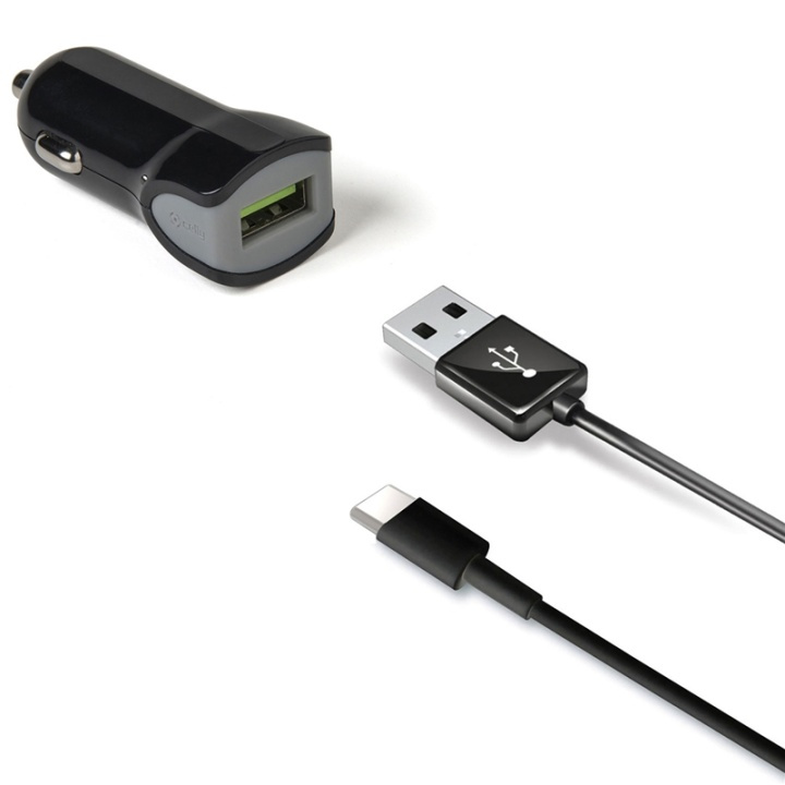 Celly Billaddare + USB-C-kabel 2,4A in de groep SMARTPHONE & TABLETS / Opladers & Kabels / Autoladers / Autoladers USB bij TP E-commerce Nordic AB (A13741)