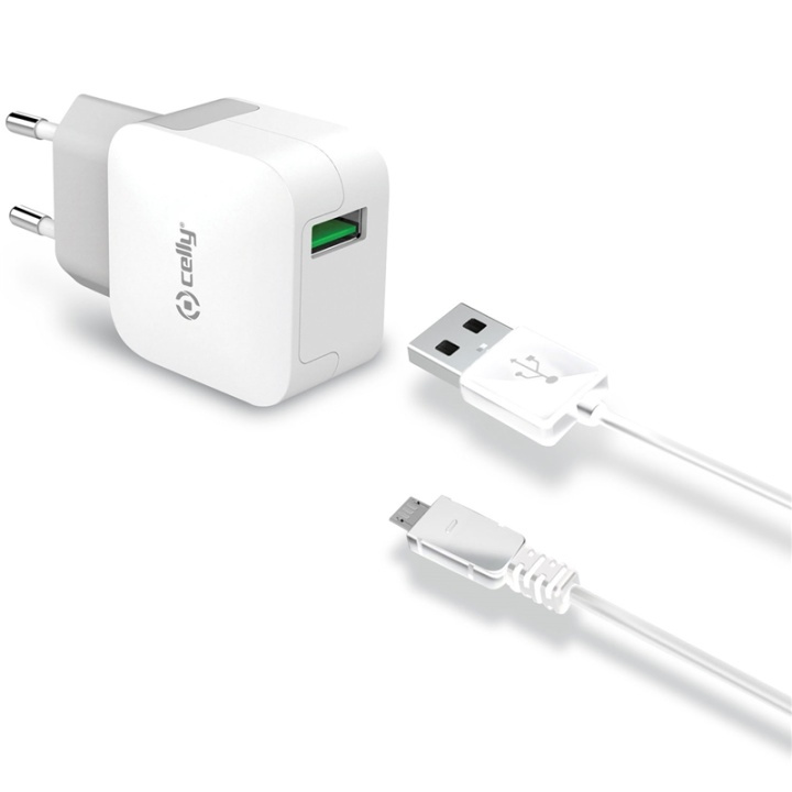 Celly USB-laddare MicroUSB 2,4A in de groep SMARTPHONE & TABLETS / Opladers & Kabels / Wandoplader / Wandoplader USB bij TP E-commerce Nordic AB (A13765)