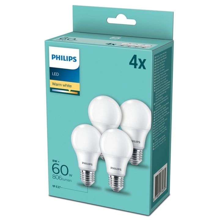 Philips 4-pack LED E27 Normal Frost 60 in de groep HOME ELECTRONICS / Verlichting / LED-lampen bij TP E-commerce Nordic AB (A13811)