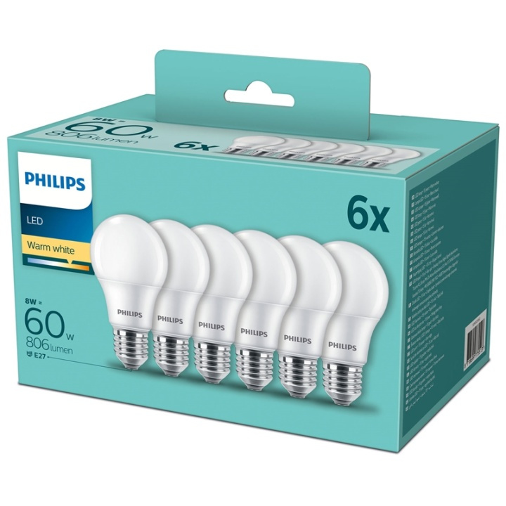 Philips 6-pack LED E27 Normal Frost 60 in de groep HOME ELECTRONICS / Verlichting / LED-lampen bij TP E-commerce Nordic AB (A13813)