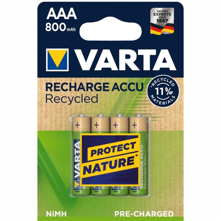 Varta Recycle oplaadbare batterij AAA 800 mAh 4-pack in de groep HOME ELECTRONICS / Batterijen & Opladers / Oplaadbare batterijen / AAA bij TP E-commerce Nordic AB (A13911)