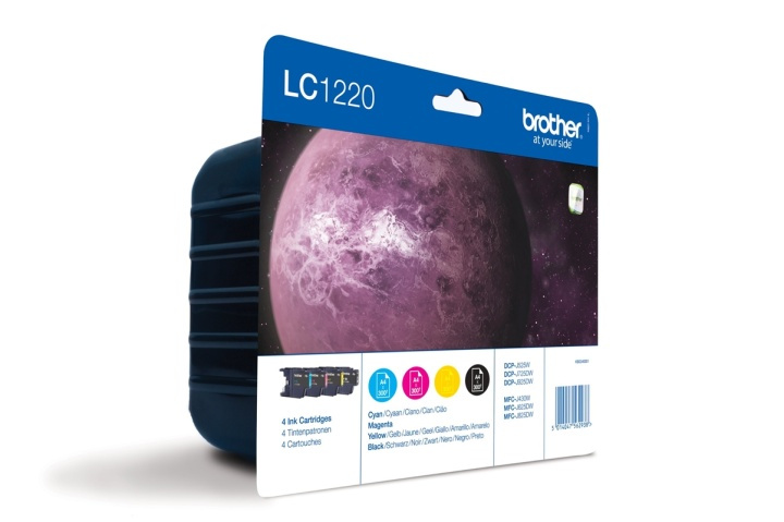 Brother LC-1220VALBPDR bläckpatroner 4 styck Original Svart, Cyan, Magenta, Gul in de groep COMPUTERS & RANDAPPARATUUR / Printers & Accessoires / Inkt & Toner / Inktpatronen / Brother bij TP E-commerce Nordic AB (A13967)