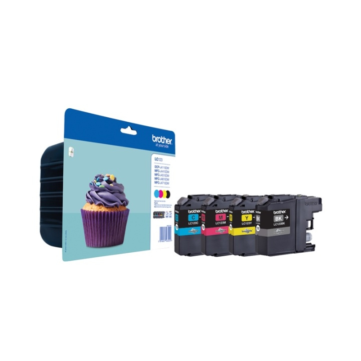 Brother LC-123VALBPDR bläckpatroner 4 styck Original Svart, Cyan, Magenta, Gul in de groep COMPUTERS & RANDAPPARATUUR / Printers & Accessoires / Inkt & Toner / Inktpatronen / Brother bij TP E-commerce Nordic AB (A13968)