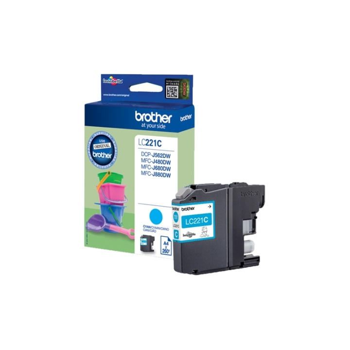 Brother LC-221C bläckpatroner 1 styck Original Cyan in de groep COMPUTERS & RANDAPPARATUUR / Printers & Accessoires / Inkt & Toner / Inktpatronen / Brother bij TP E-commerce Nordic AB (A13989)