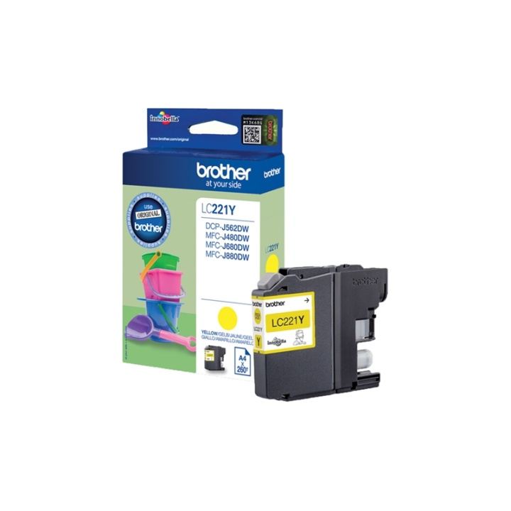 Brother LC-221Y bläckpatroner 1 styck Original Gul in de groep COMPUTERS & RANDAPPARATUUR / Printers & Accessoires / Inkt & Toner / Inktpatronen / Brother bij TP E-commerce Nordic AB (A13991)