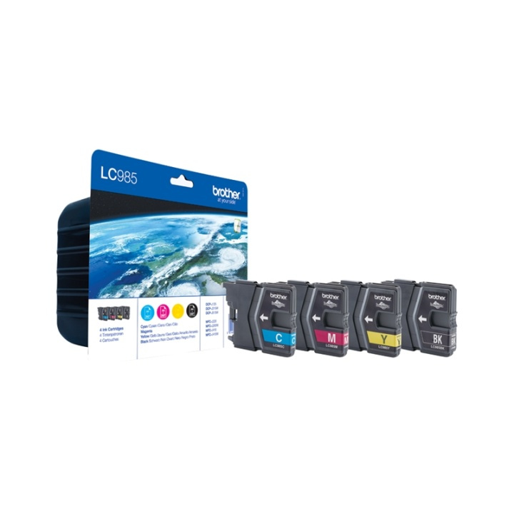 Brother LC-985VALBPDR bläckpatroner 4 styck Original Svart, Cyan, Magenta, Gul in de groep COMPUTERS & RANDAPPARATUUR / Printers & Accessoires / Inkt & Toner / Inktpatronen / Brother bij TP E-commerce Nordic AB (A14047)