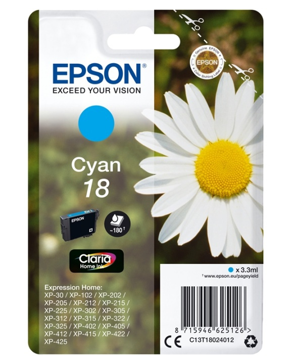 Epson Daisy Enpack cyan 18 Claria Home-bläck in de groep COMPUTERS & RANDAPPARATUUR / Printers & Accessoires / Inkt & Toner / Inktpatronen / Epson bij TP E-commerce Nordic AB (A14062)