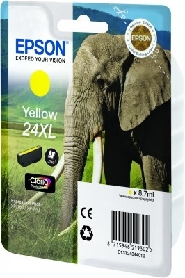 Epson Elephant Singlepack Yellow 24XL Claria Photo HD Ink in de groep COMPUTERS & RANDAPPARATUUR / Printers & Accessoires / Inkt & Toner / Inktpatronen / Epson bij TP E-commerce Nordic AB (A14072)