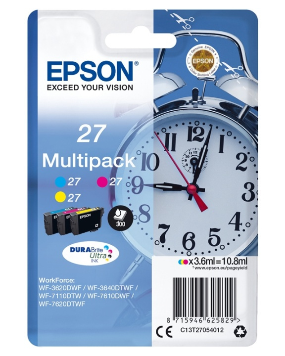 Epson Alarm clock Multipack 3-colour 27 DURABrite Ultra Ink in de groep COMPUTERS & RANDAPPARATUUR / Printers & Accessoires / Inkt & Toner / Inktpatronen / Epson bij TP E-commerce Nordic AB (A14080)