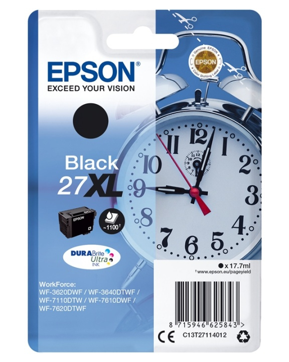 Epson Alarm clock Singlepack Black 27XL DURABrite Ultra Ink in de groep COMPUTERS & RANDAPPARATUUR / Printers & Accessoires / Inkt & Toner / Inktpatronen / Epson bij TP E-commerce Nordic AB (A14082)