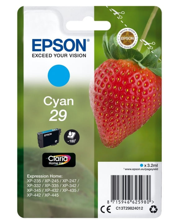 Epson Strawberry Singlepack Cyan 29 Claria Home Ink in de groep COMPUTERS & RANDAPPARATUUR / Printers & Accessoires / Inkt & Toner / Inktpatronen / Epson bij TP E-commerce Nordic AB (A14083)