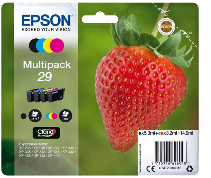 Epson Strawberry Multipack 4-colours 29 Claria Home Ink in de groep COMPUTERS & RANDAPPARATUUR / Printers & Accessoires / Inkt & Toner / Inktpatronen / Epson bij TP E-commerce Nordic AB (A14086)