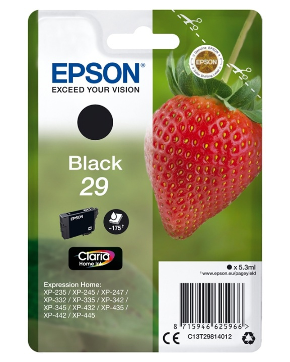 Epson Strawberry Singlepack Black 29 Claria Home Ink in de groep COMPUTERS & RANDAPPARATUUR / Printers & Accessoires / Inkt & Toner / Inktpatronen / Epson bij TP E-commerce Nordic AB (A14087)