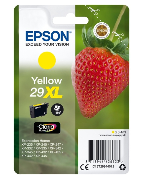 Epson Strawberry Singlepack Yellow 29XL Claria Home Ink in de groep COMPUTERS & RANDAPPARATUUR / Printers & Accessoires / Inkt & Toner / Inktpatronen / Epson bij TP E-commerce Nordic AB (A14089)