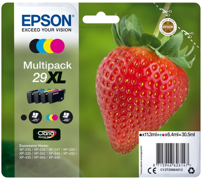 Epson Strawberry Multipack 4-colours 29XL Claria Home Ink in de groep COMPUTERS & RANDAPPARATUUR / Printers & Accessoires / Inkt & Toner / Inktpatronen / Epson bij TP E-commerce Nordic AB (A14091)