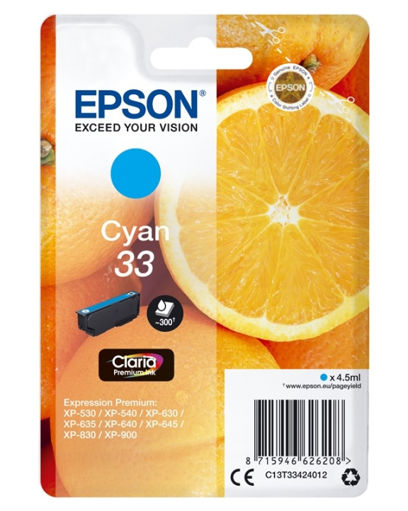 Epson Oranges Singlepack Cyan 33 Claria Premium Ink in de groep COMPUTERS & RANDAPPARATUUR / Printers & Accessoires / Inkt & Toner / Inktpatronen / Epson bij TP E-commerce Nordic AB (A14093)