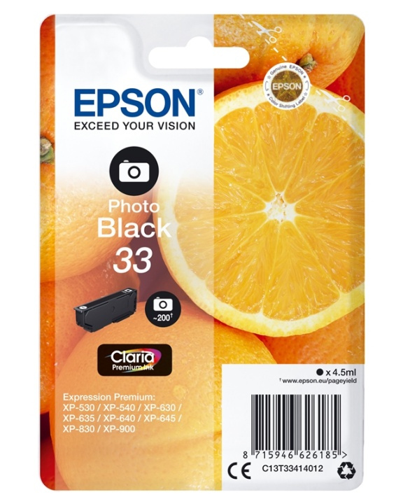 Epson Oranges Singlepack Photo Black 33 Claria Premium Ink in de groep COMPUTERS & RANDAPPARATUUR / Printers & Accessoires / Inkt & Toner / Inktpatronen / Epson bij TP E-commerce Nordic AB (A14094)
