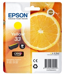 Epson Oranges C13T33444010 bläckpatroner 1 styck Original Gul in de groep COMPUTERS & RANDAPPARATUUR / Printers & Accessoires / Inkt & Toner / Inktpatronen / Epson bij TP E-commerce Nordic AB (A14095)