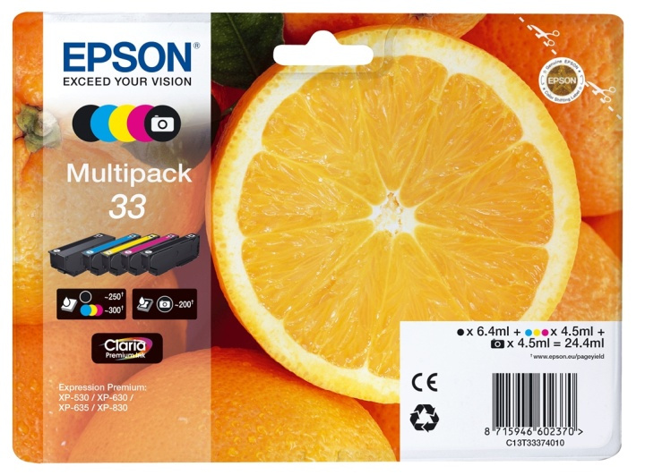 Epson Oranges Multipack 5-colours 33 Claria Premium Ink in de groep COMPUTERS & RANDAPPARATUUR / Printers & Accessoires / Inkt & Toner / Inktpatronen / Epson bij TP E-commerce Nordic AB (A14097)