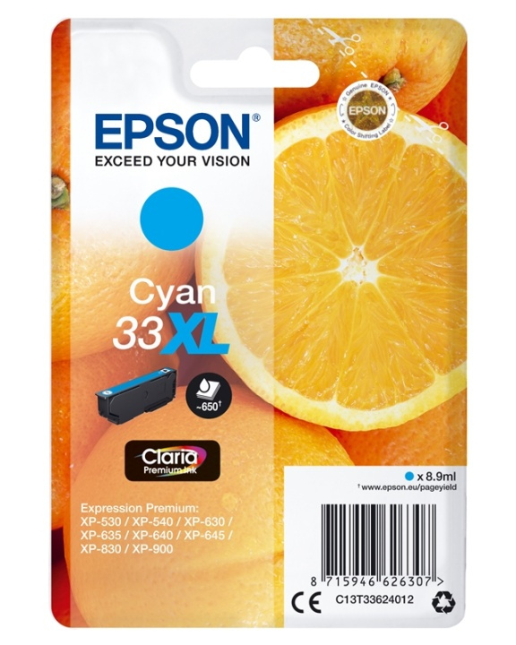 Epson Oranges Singlepack Cyan 33XL Claria Premium Ink in de groep COMPUTERS & RANDAPPARATUUR / Printers & Accessoires / Inkt & Toner / Inktpatronen / Epson bij TP E-commerce Nordic AB (A14099)
