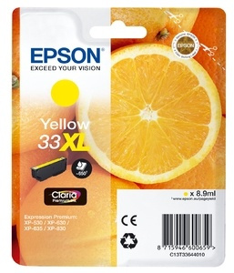Epson Oranges C13T33644010 bläckpatroner 1 styck Original Gul in de groep COMPUTERS & RANDAPPARATUUR / Printers & Accessoires / Inkt & Toner / Inktpatronen / Epson bij TP E-commerce Nordic AB (A14101)