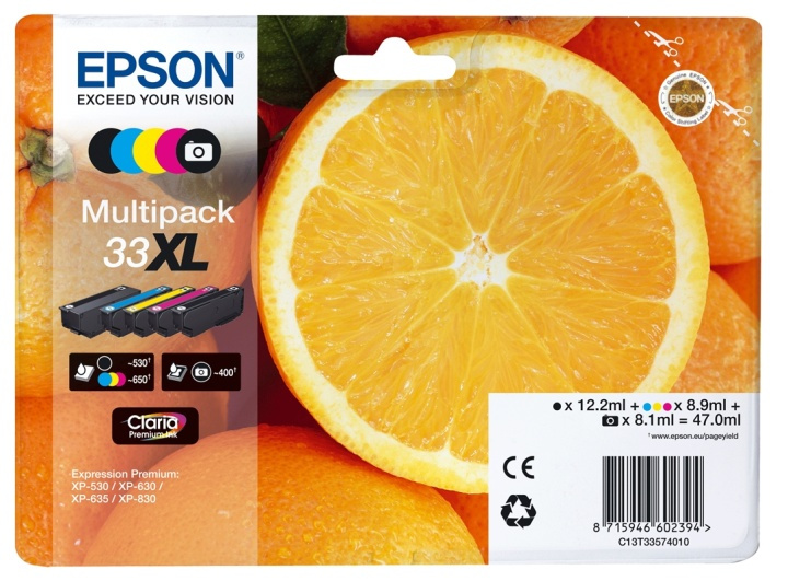 Epson Oranges Multipack 5-colours 33XL Claria Premium Ink in de groep COMPUTERS & RANDAPPARATUUR / Printers & Accessoires / Inkt & Toner / Inktpatronen / Epson bij TP E-commerce Nordic AB (A14103)