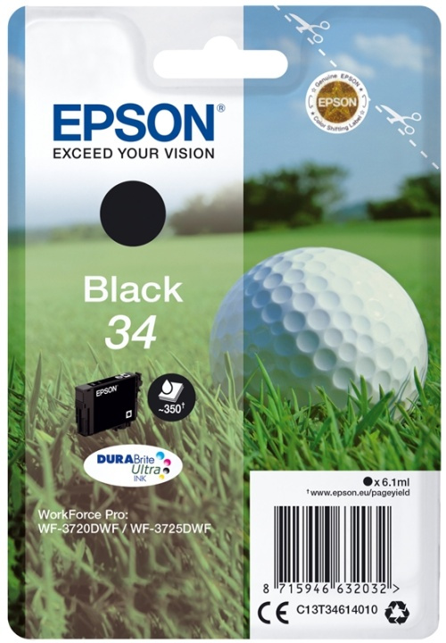 Epson Golf ball Singlepack Black 34 DURABrite Ultra Ink in de groep COMPUTERS & RANDAPPARATUUR / Printers & Accessoires / Inkt & Toner / Inktpatronen / Epson bij TP E-commerce Nordic AB (A14105)