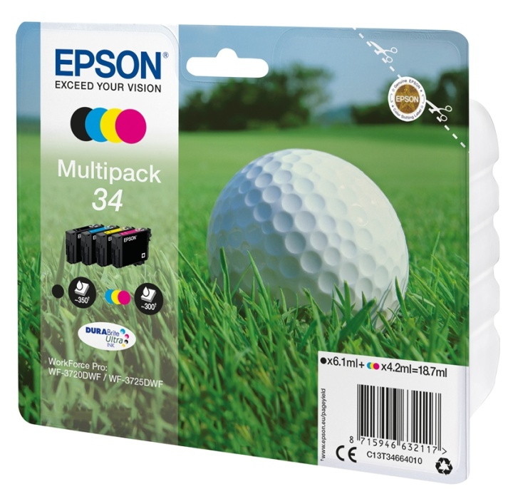 Epson Golf ball Multipack 4-colours 34 DURABrite Ultra Ink in de groep COMPUTERS & RANDAPPARATUUR / Printers & Accessoires / Inkt & Toner / Inktpatronen / Epson bij TP E-commerce Nordic AB (A14106)