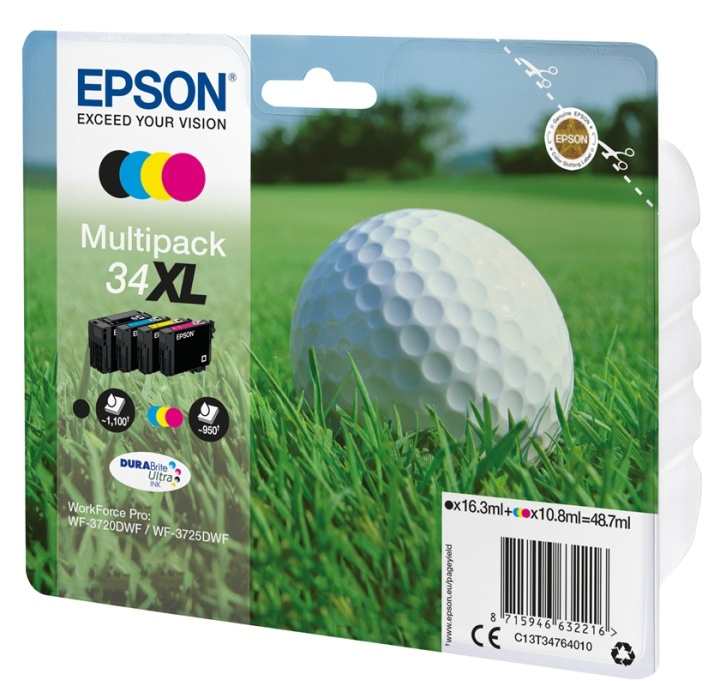 Epson Golf ball Multipack 4-colours 34XL DURABrite Ultra Ink in de groep COMPUTERS & RANDAPPARATUUR / Printers & Accessoires / Inkt & Toner / Inktpatronen / Epson bij TP E-commerce Nordic AB (A14107)