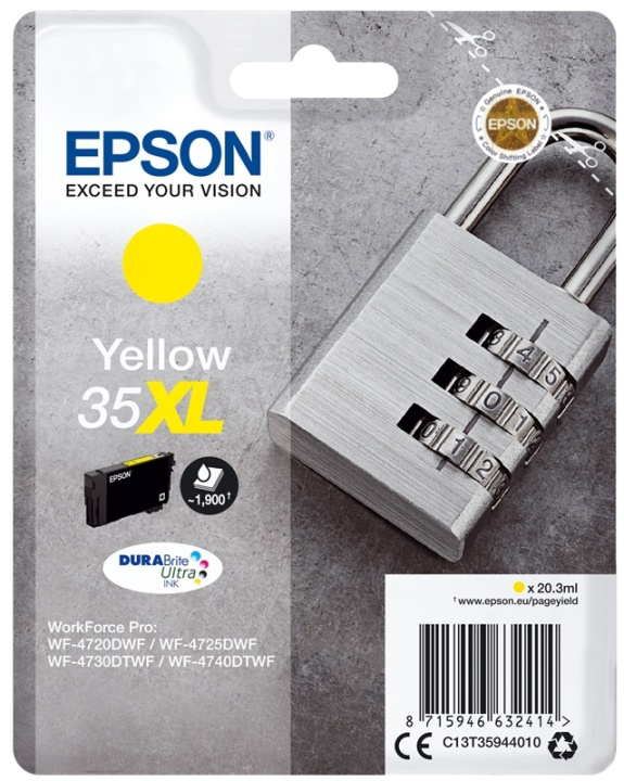 Epson Padlock Singlepack Yellow 35XL DURABrite Ultra Ink in de groep COMPUTERS & RANDAPPARATUUR / Printers & Accessoires / Inkt & Toner / Inktpatronen / Epson bij TP E-commerce Nordic AB (A14109)