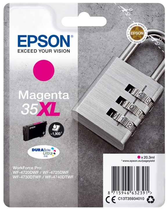 Epson Padlock Singlepack Magenta 35XL DURABrite Ultra Ink in de groep COMPUTERS & RANDAPPARATUUR / Printers & Accessoires / Inkt & Toner / Inktpatronen / Epson bij TP E-commerce Nordic AB (A14110)