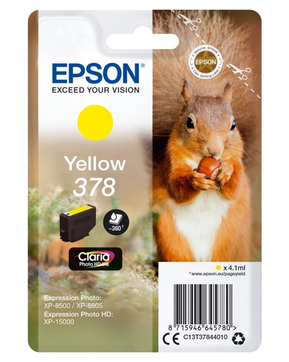 Epson Squirrel Singlepack Yellow 378 Claria Photo HD Ink in de groep COMPUTERS & RANDAPPARATUUR / Printers & Accessoires / Inkt & Toner / Inktpatronen / Epson bij TP E-commerce Nordic AB (A14112)