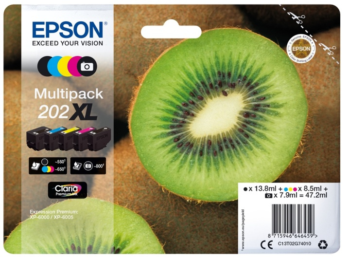 Epson Kiwi Multipack 5-colours 202XL Claria Premium Ink in de groep COMPUTERS & RANDAPPARATUUR / Printers & Accessoires / Inkt & Toner / Inktpatronen / Epson bij TP E-commerce Nordic AB (A14130)