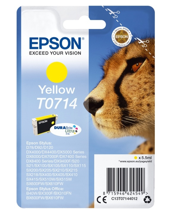 Epson Enpack gul T0714 DURABrite Ultra-bläck in de groep COMPUTERS & RANDAPPARATUUR / Printers & Accessoires / Inkt & Toner / Inktpatronen / Epson bij TP E-commerce Nordic AB (A14132)
