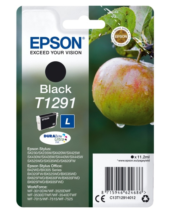 Epson Apple Enpack svart T1291 DURABrite Ultra-bläck in de groep COMPUTERS & RANDAPPARATUUR / Printers & Accessoires / Inkt & Toner / Inktpatronen / Epson bij TP E-commerce Nordic AB (A14136)