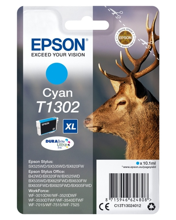 Epson Stag Enpack cyan T1302 DURABrite Ultra-bläck in de groep COMPUTERS & RANDAPPARATUUR / Printers & Accessoires / Inkt & Toner / Inktpatronen / Epson bij TP E-commerce Nordic AB (A14139)