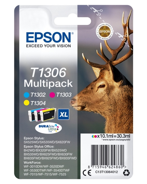 Epson Stag Flerpack 3 färger T1306 DURABrite Ultra-bläck in de groep COMPUTERS & RANDAPPARATUUR / Printers & Accessoires / Inkt & Toner / Inktpatronen / Epson bij TP E-commerce Nordic AB (A14140)