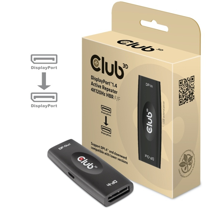 CLUB3D DP 1.4 4K120HZ HDR ACTIVE REPEATER F/F displayport Svart in de groep COMPUTERS & RANDAPPARATUUR / Computerkabels / DisplayPort / Adapters bij TP E-commerce Nordic AB (A14262)