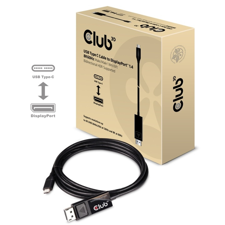 CLUB3D cac-1557 USB C Displayport 1.4 Svart in de groep COMPUTERS & RANDAPPARATUUR / Computerkabels / DisplayPort / Kabels bij TP E-commerce Nordic AB (A14264)