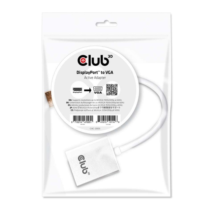 CLUB3D Displayport to VGA Active Adapter in de groep COMPUTERS & RANDAPPARATUUR / Computerkabels / DisplayPort / Adapters bij TP E-commerce Nordic AB (A14265)