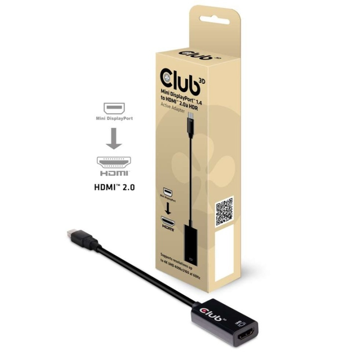 CLUB3D Mini DisplayPort 1.4 to HDMI 2.0b HDR Active Adapter in de groep COMPUTERS & RANDAPPARATUUR / Computerkabels / DisplayPort / Adapters bij TP E-commerce Nordic AB (A14274)