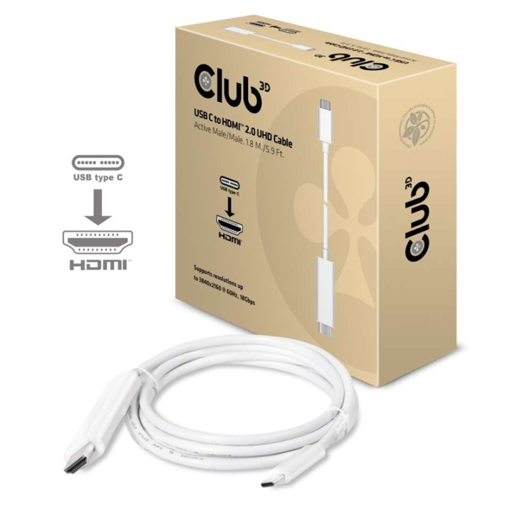 CLUB3D USB C to HDMIT 2.0 UHD Cable Active 1.8 M./5.9 Ft. in de groep HOME ELECTRONICS / Kabels & Adapters / HDMI / Adapters bij TP E-commerce Nordic AB (A14281)
